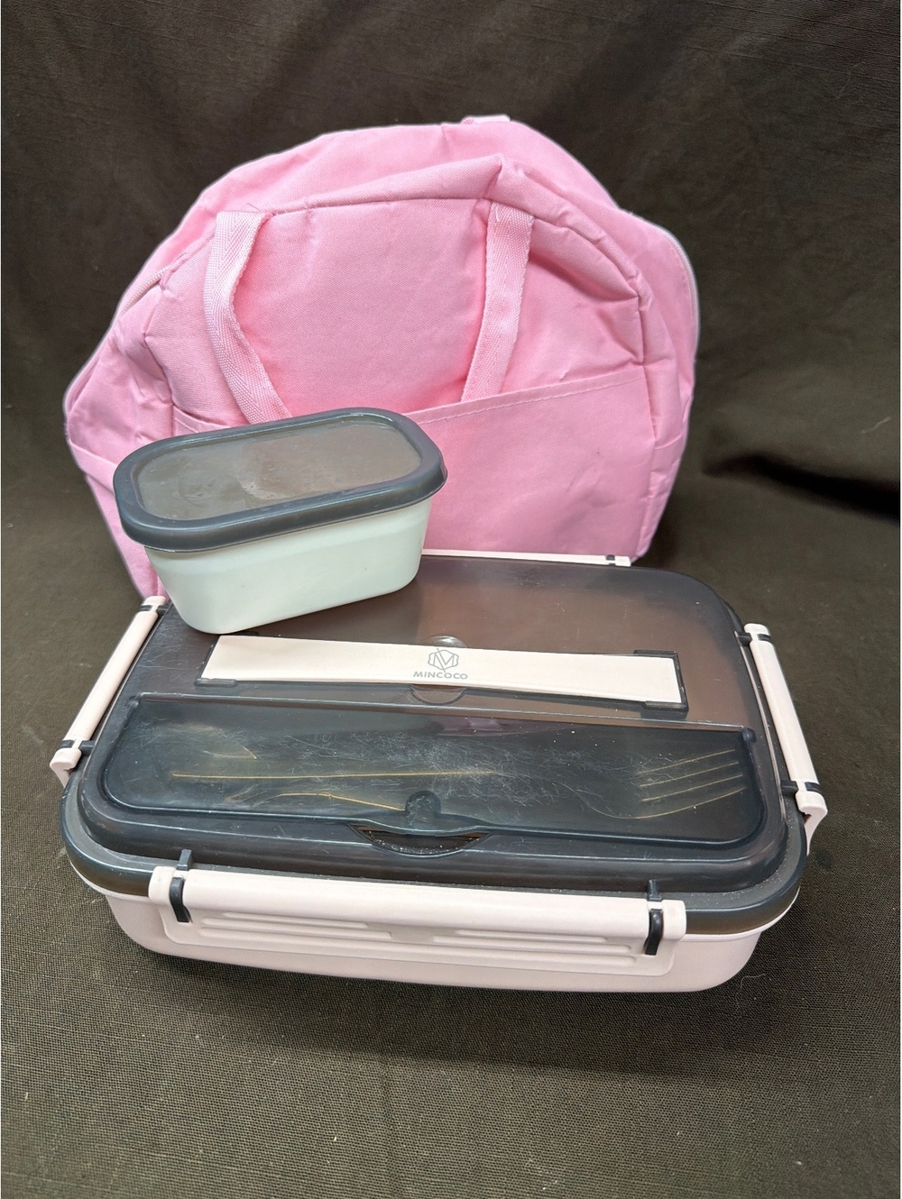 BentoCoco Pink Lunch Box Set with Insulated Bag and Cutlery